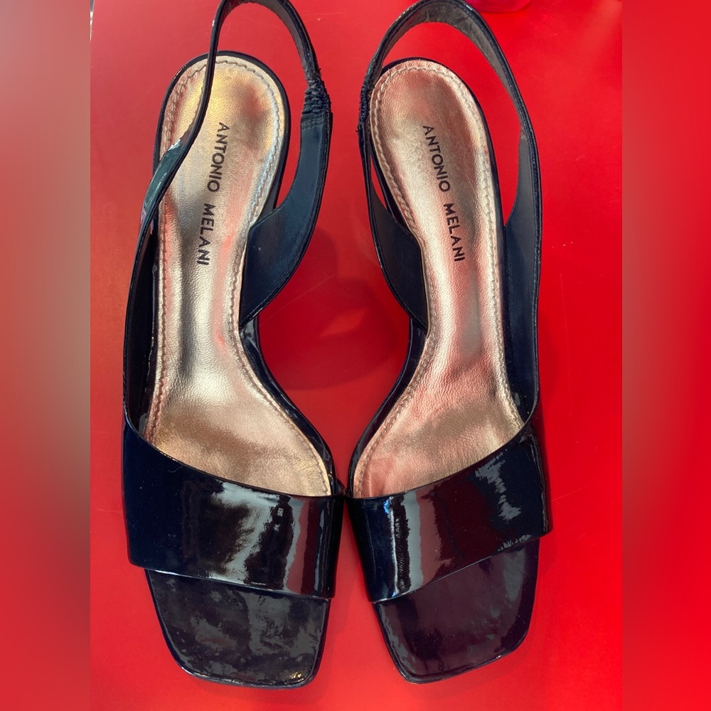 Antonio Melani Dark Navy Blue Heels Sling back Dress Shoes